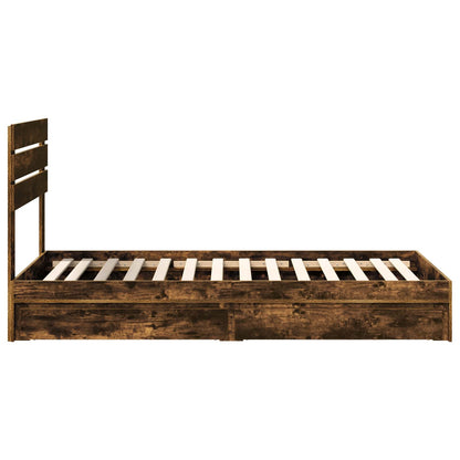 Storage Bed with Drawer Smoked Oak 75 x 190 cm Engineered Wood