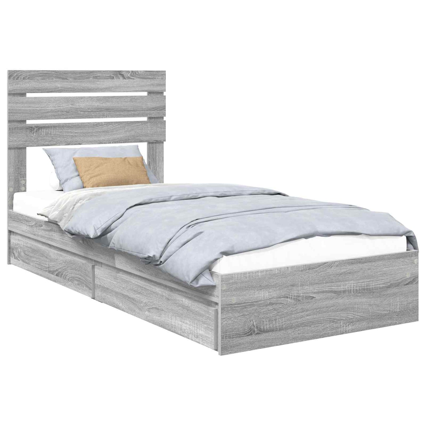 Storage Bed with Drawer Grey Sonoma 75 x 190 cm Engineered Wood