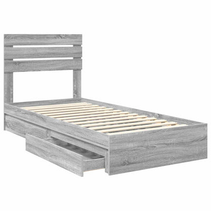 Storage Bed with Drawer Grey Sonoma 75 x 190 cm Engineered Wood