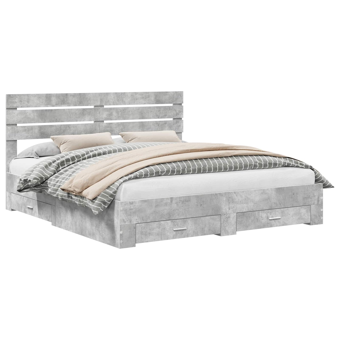 Bed Frame with Drawer with Headboard Manual Engineered Wood