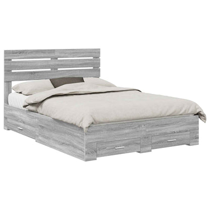Bed Frame with Drawer Grey Sonoma 160 x 200 cm Engineered Wood
