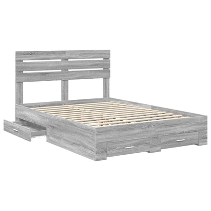 Bed Frame with Drawer Grey Sonoma 160 x 200 cm Engineered Wood