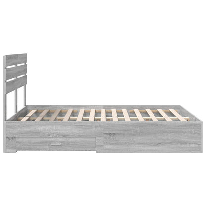 Bed Frame with Drawer Grey Sonoma 160 x 200 cm Engineered Wood