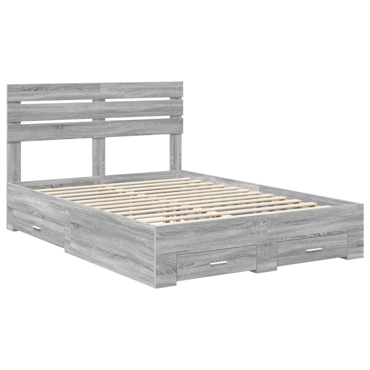 Bed Frame with Drawer Grey Sonoma 140 x 200 cm Engineered Wood