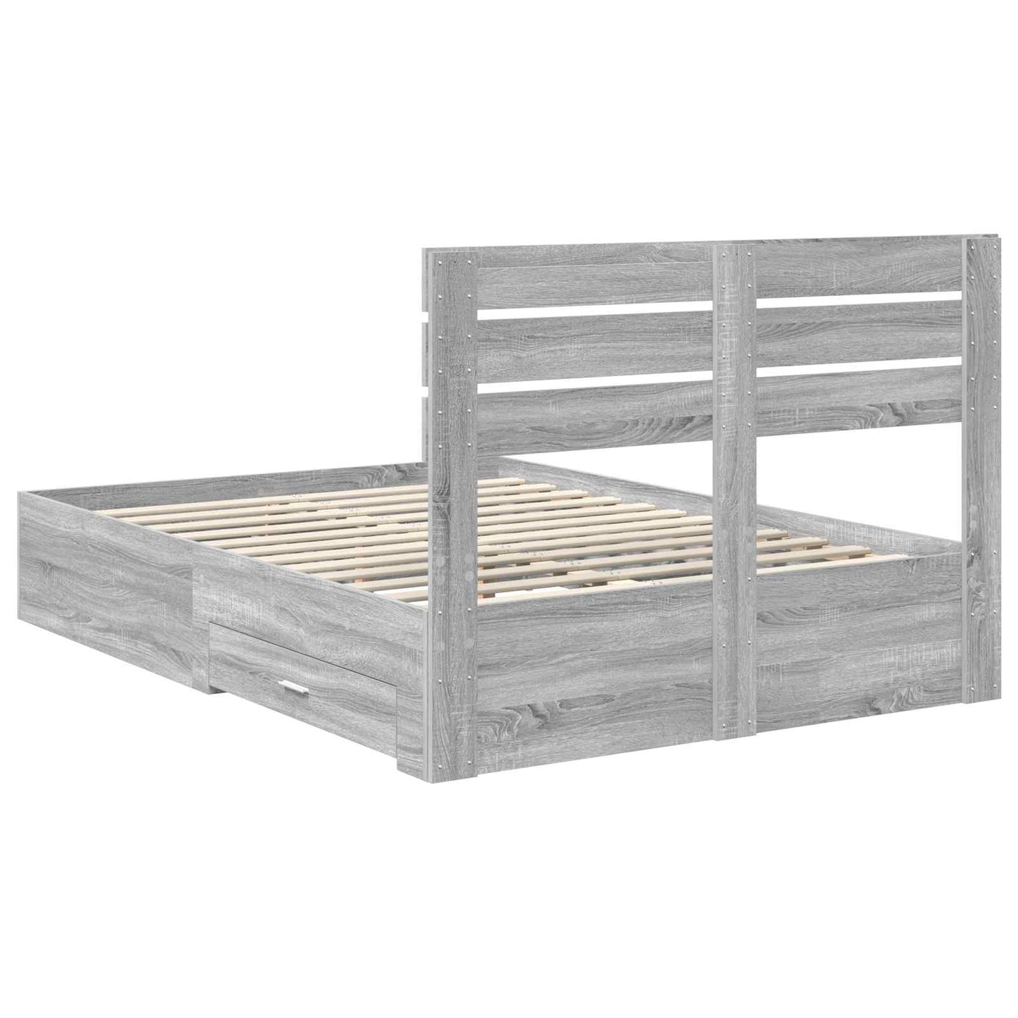 Bed Frame with Drawer Grey Sonoma 140 x 200 cm Engineered Wood