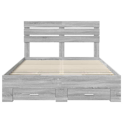Bed Frame with Drawer Grey Sonoma 140 x 200 cm Engineered Wood