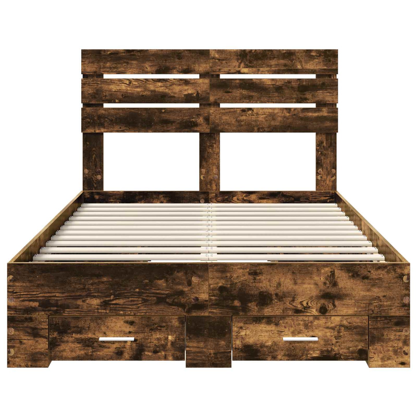 Bed Frame with Drawer Smoked Oak 135 x 190 cm Engineered Wood