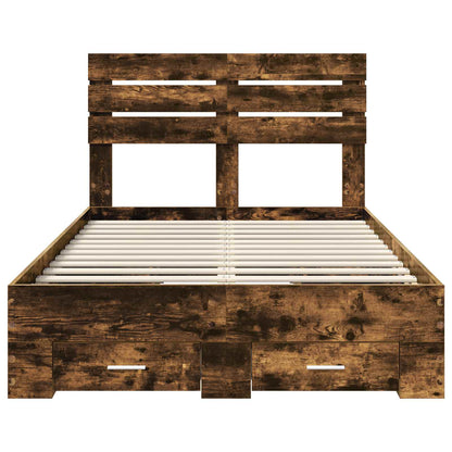 Bed Frame with Drawer Smoked Oak 120 x 190 cm Engineered Wood