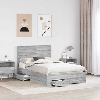 Bed Frame with Drawer with Headboard Manual Engineered Wood