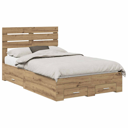 Bed Frame with Drawer with Headboard Manual Engineered Wood