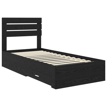 Bed Frame with Headboard Black Oak 90 x 200 cm Engineered Wood