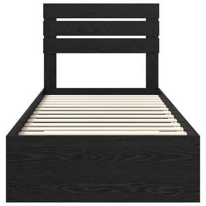 Bed Frame with Headboard Black Oak 90 x 200 cm Engineered Wood