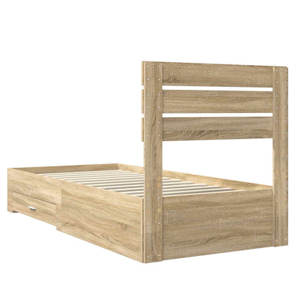 Bed Frame with Drawer with Headboard Manual Engineered Wood