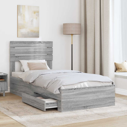 Bed Frame with Drawer with Headboard Manual Engineered Wood