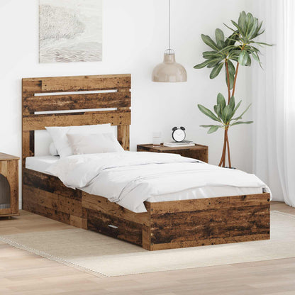 Bed Frame with Drawer with Headboard Manual Engineered Wood