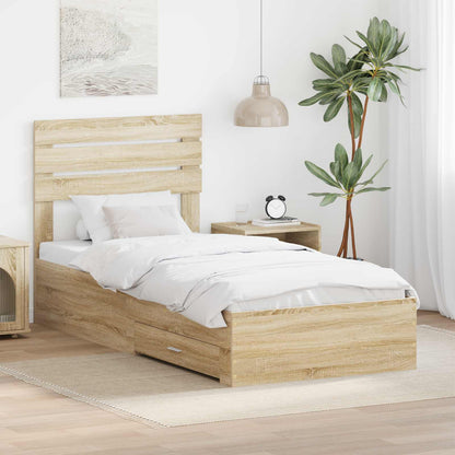 Bed Frame with Headboard Sonoma Oak 90 x 190 cm Engineered Wood