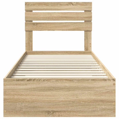 Bed Frame Sonoma Oak and Silver 75 x 190 cm Engineered Wood