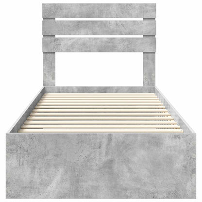 Bed Frame Concrete Grey and Silver 70 x 190 cm Engineered Wood
