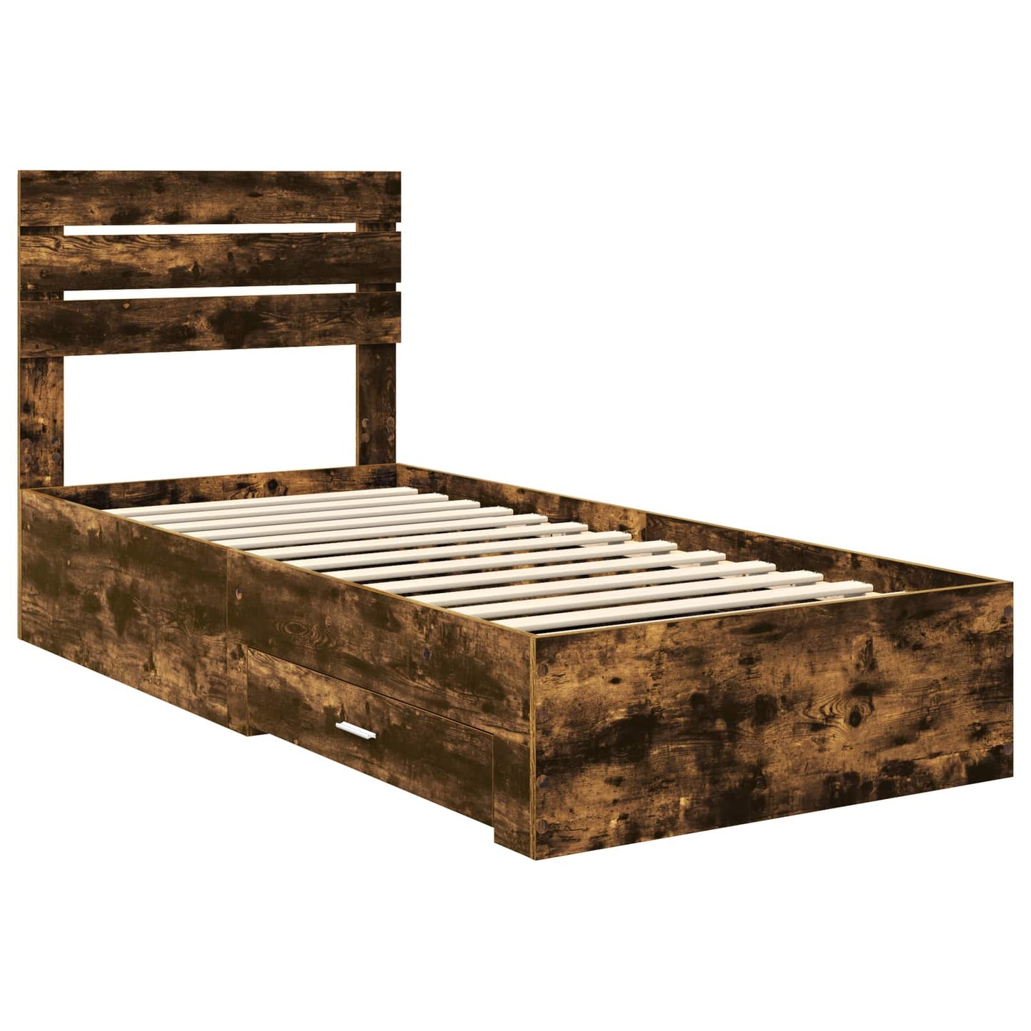 Bed Frame Smoked Oak and Silver 75 x 190 cm Engineered Wood
