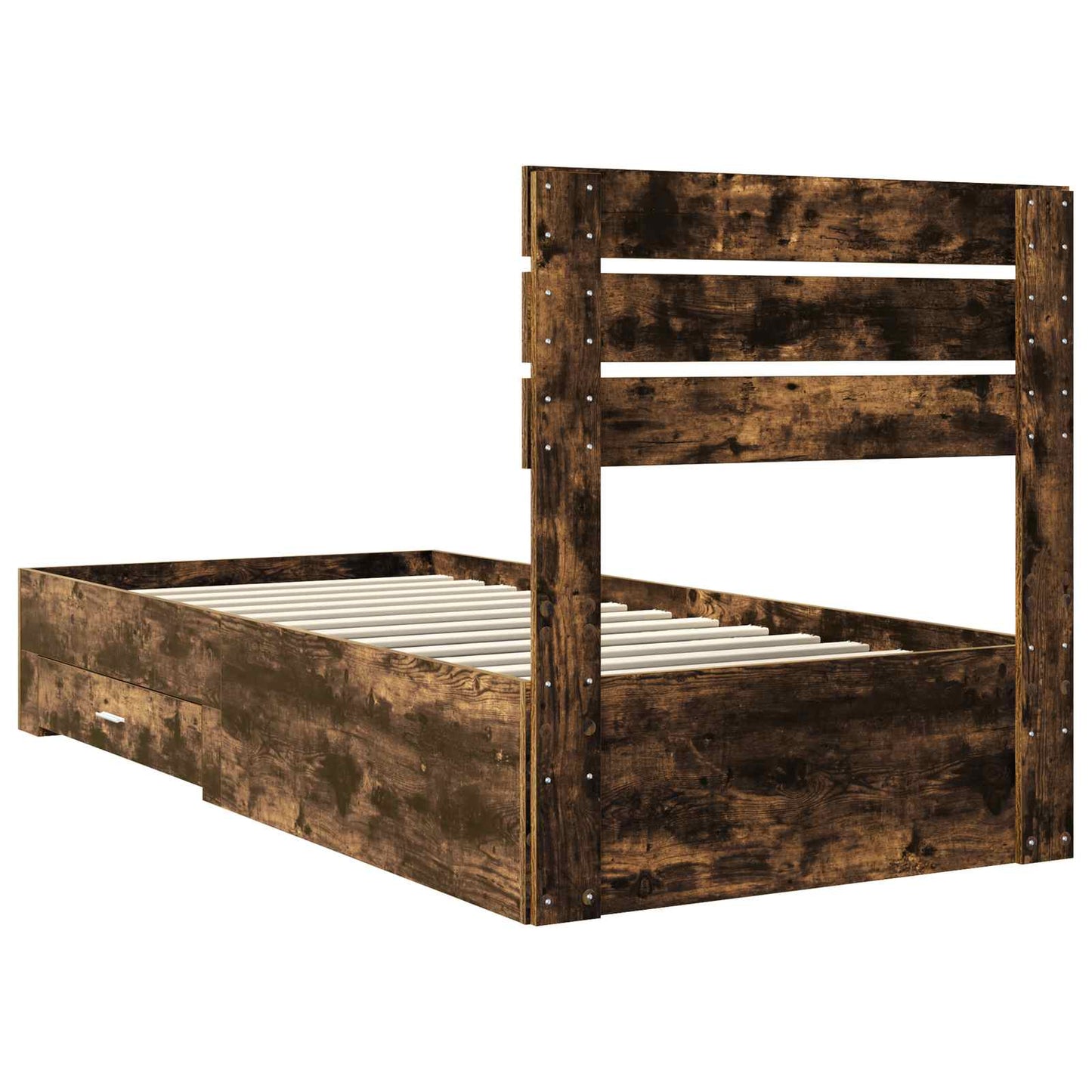 Bed Frame Smoked Oak and Silver 75 x 190 cm Engineered Wood