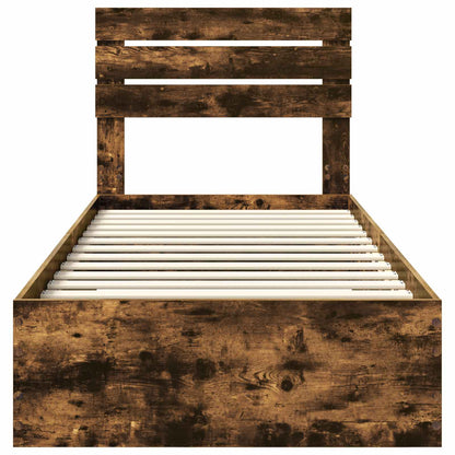 Bed Frame Smoked Oak and Silver 75 x 190 cm Engineered Wood