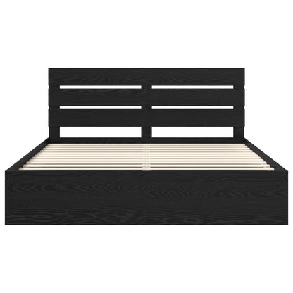 Bed Frame with Headboard Black 200 x 200 cm Solid Pine Wood
