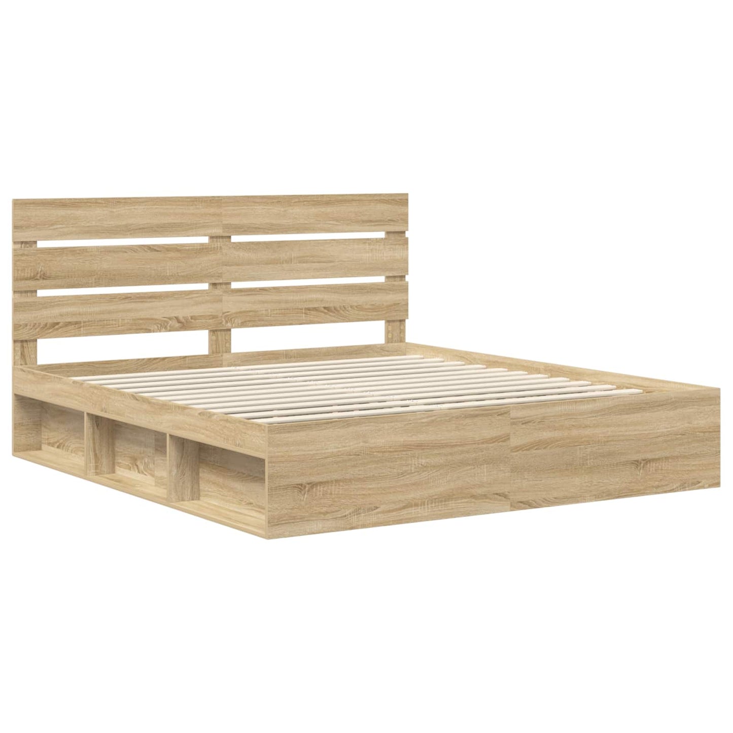Bed Frame with Headboard Sonoma 200 x 200 cm Solid Pine Wood