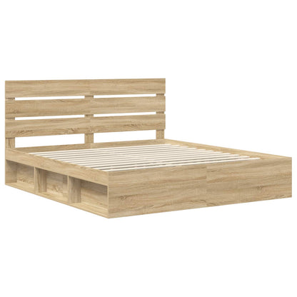 Bed Frame with Headboard Sonoma 200 x 200 cm Solid Pine Wood