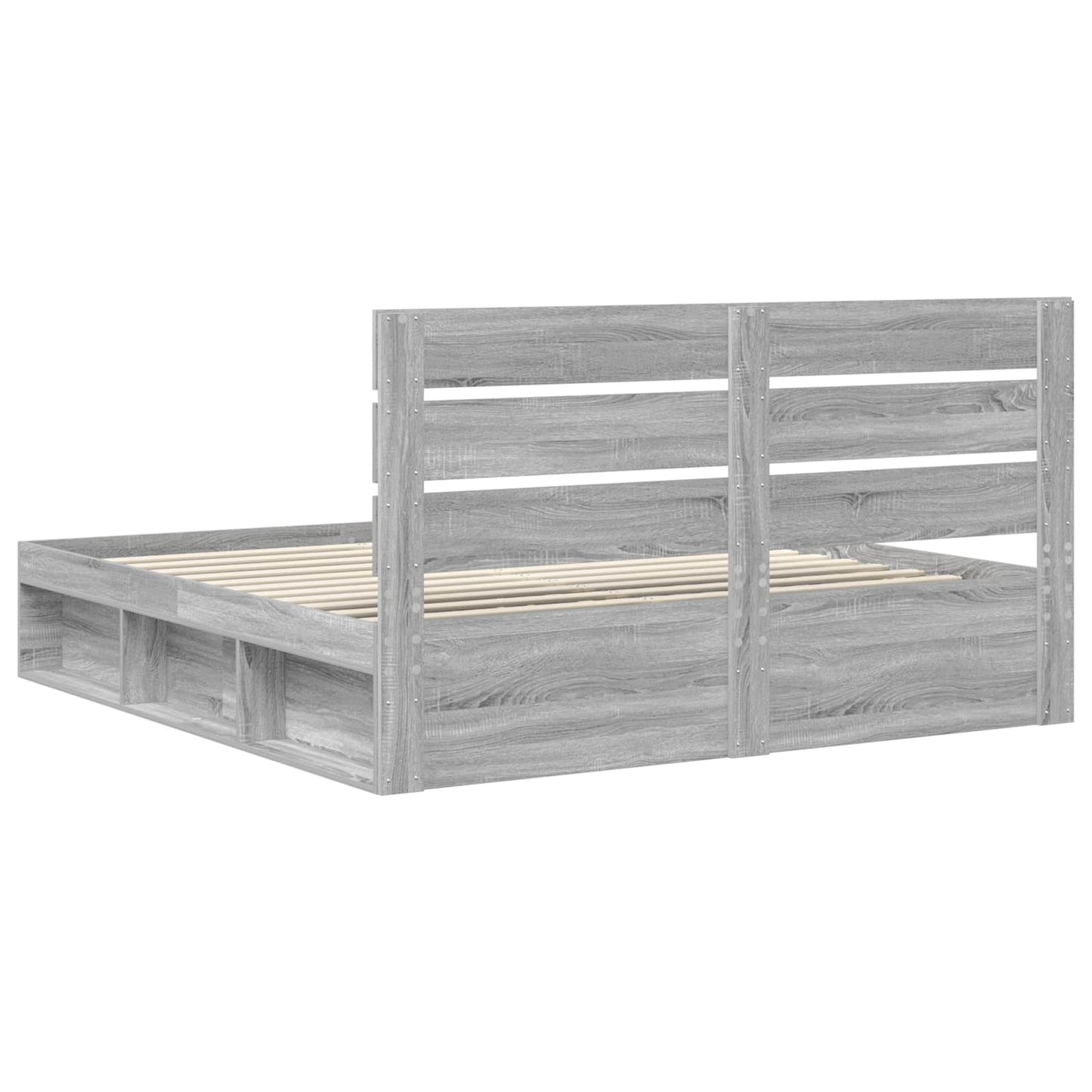 Bed Frame Grey Sonoma 200 x 200 cm Solid Pine Wood