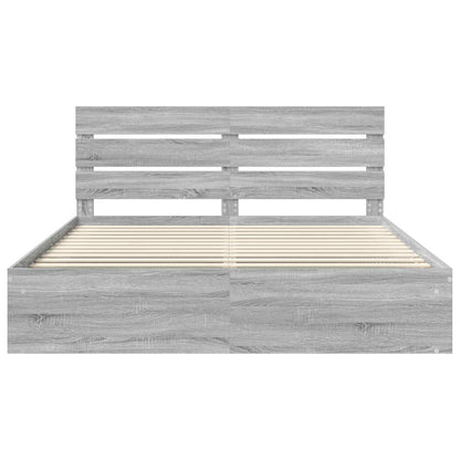 Bed Frame Grey Sonoma 200 x 200 cm Solid Pine Wood