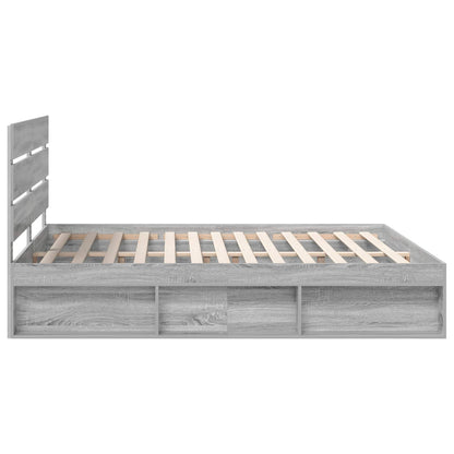 Bed Frame Grey Sonoma 200 x 200 cm Solid Pine Wood