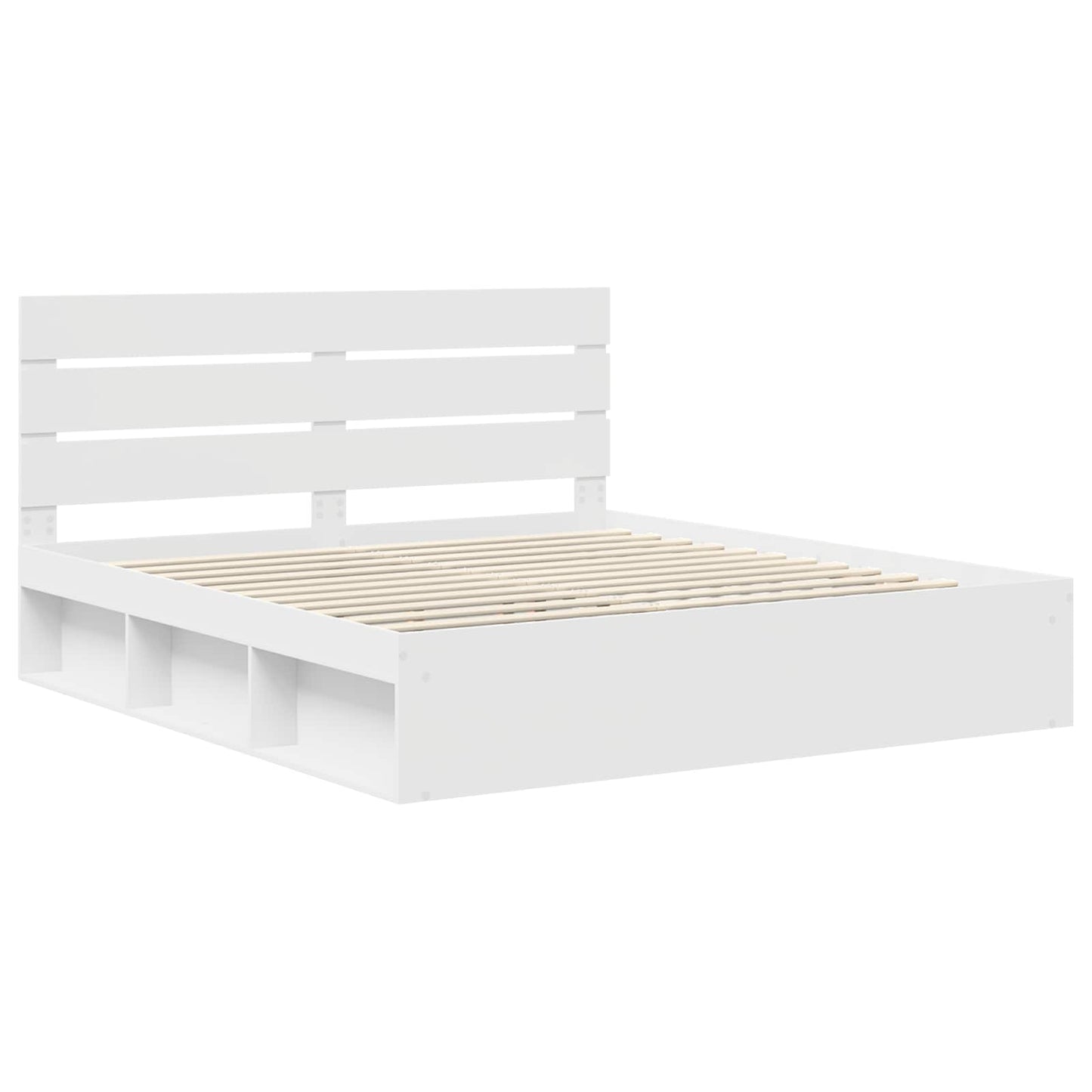 Bed Frame with Headboard White 180 x 200 cm Solid Pine Wood