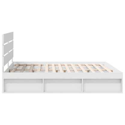 Bed Frame with Headboard White 180 x 200 cm Solid Pine Wood