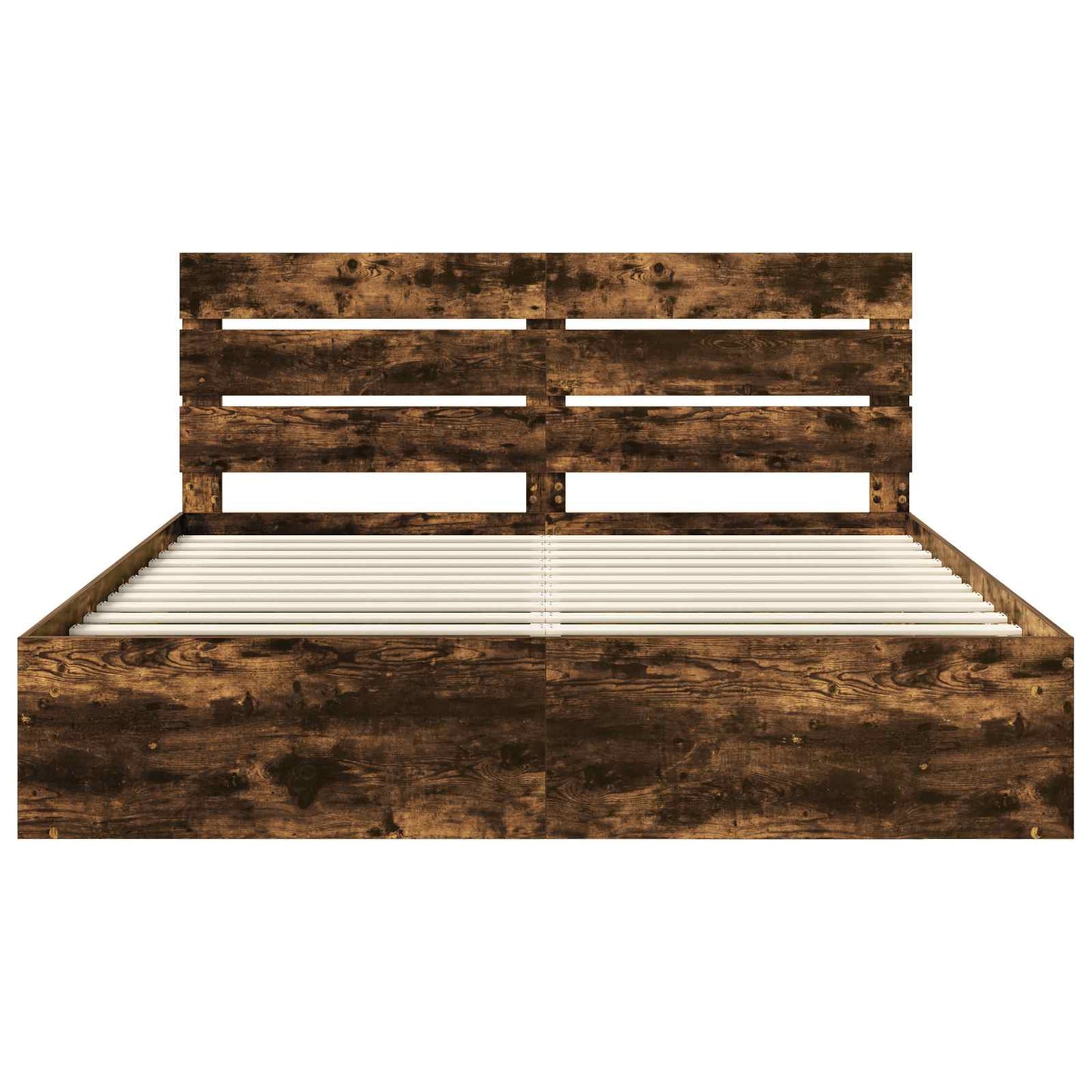 Bed Frame Smoked Oak 180 x 200 cm Solid Pine Wood