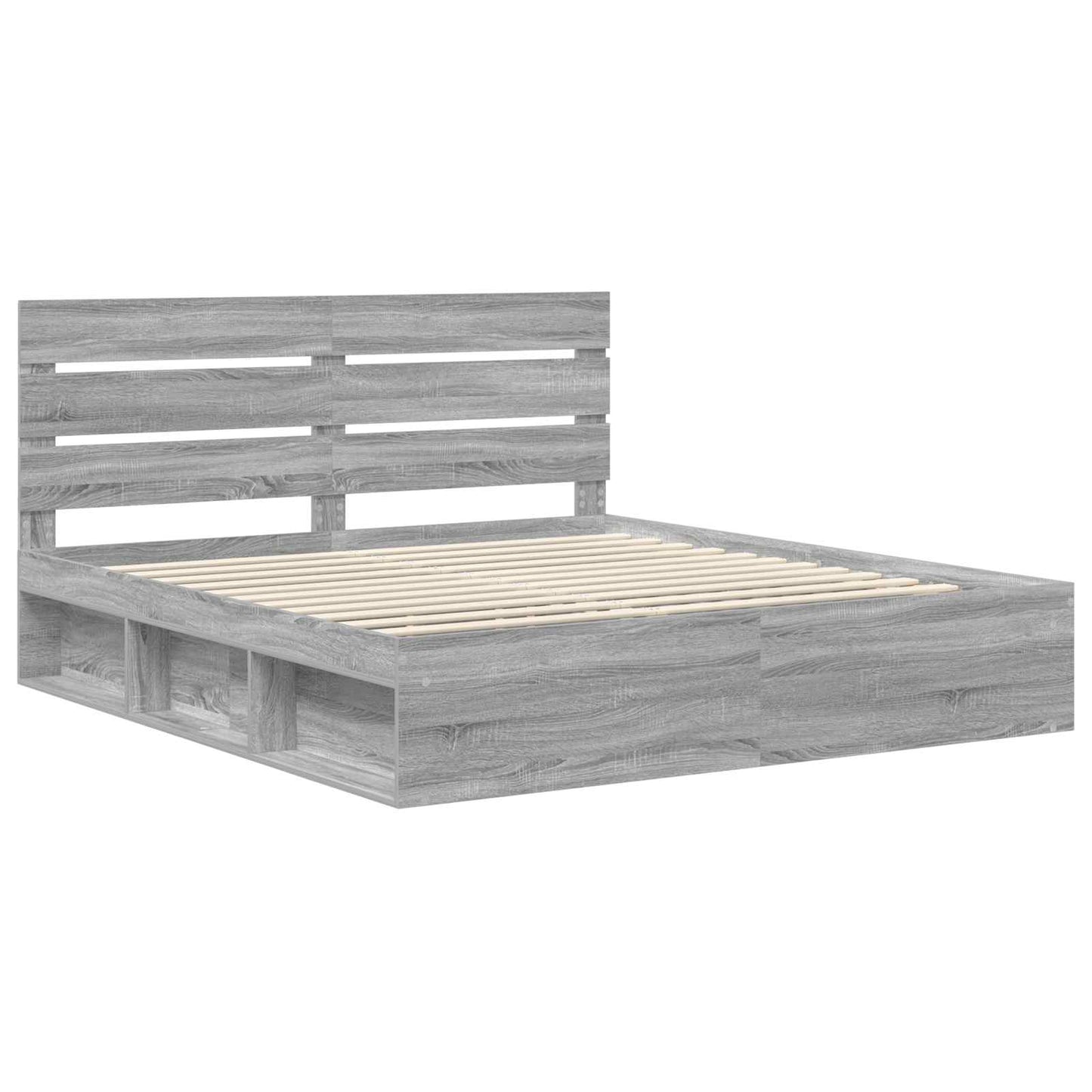 Bed Frame Grey Sonoma 180 x 200 cm Solid Pine Wood