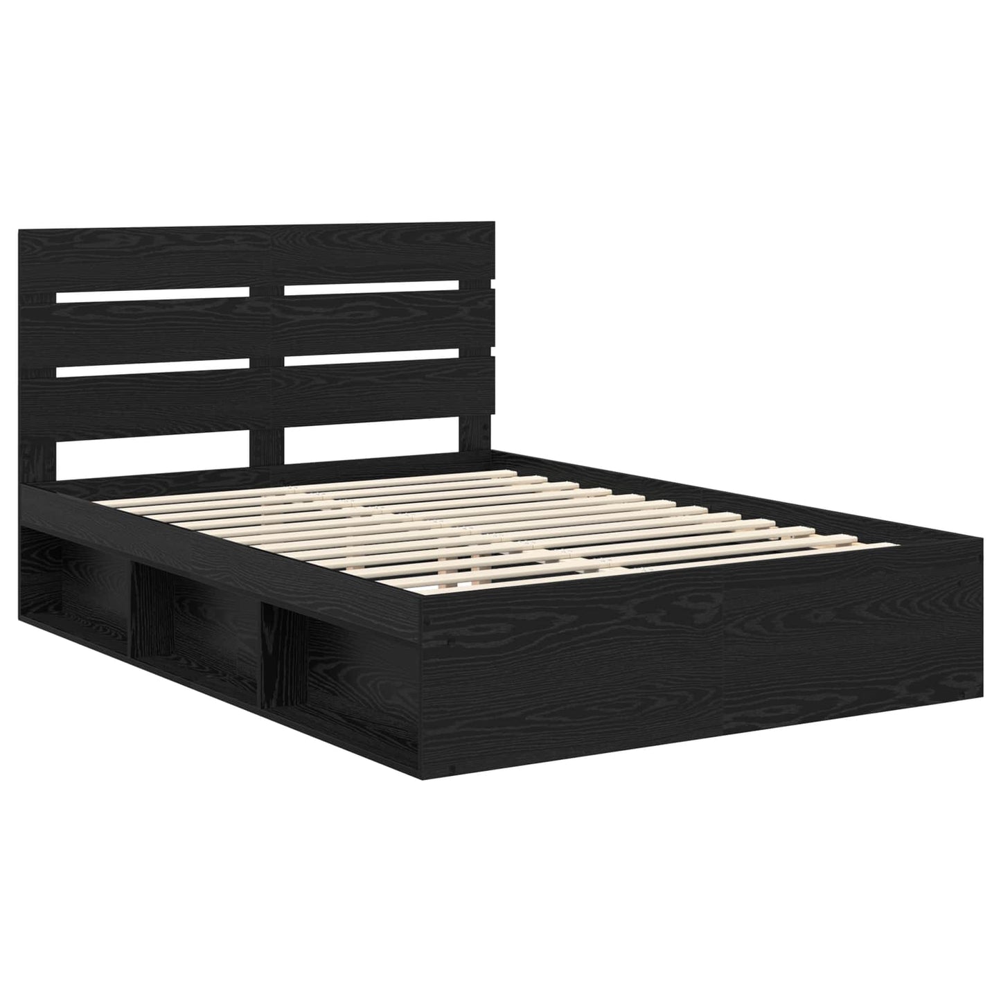 Bed Frame with Headboard Black 160 x 200 cm Solid Pine Wood