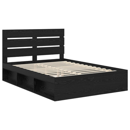Bed Frame with Headboard Black 160 x 200 cm Solid Pine Wood
