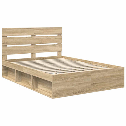 Bed Frame with Headboard Sonoma 160 x 200 cm Solid Pine Wood