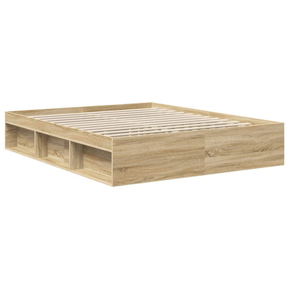 Bed Frame with Headboard Sonoma 160 x 200 cm Solid Pine Wood