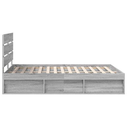 Bed Frame Grey Sonoma 160 x 200 cm Solid Pine Wood