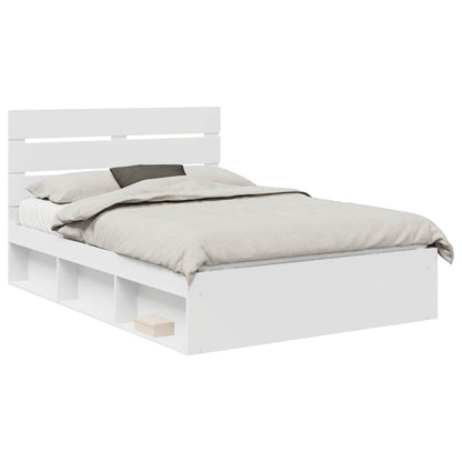 Bed Frame with Headboard White 150 x 200 cm Solid Pine Wood