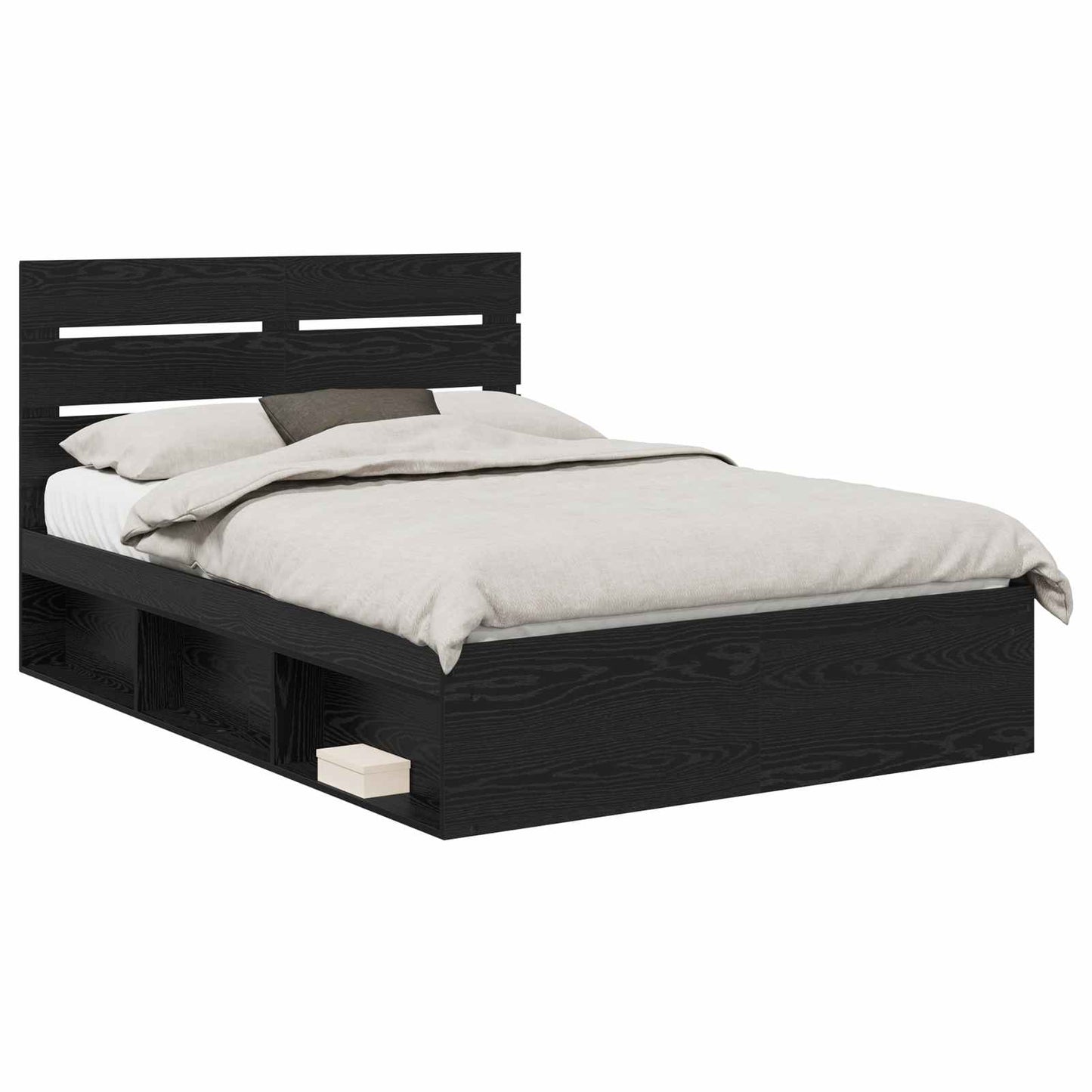 Bed Frame with Headboard Black 150 x 200 cm Solid Pine Wood