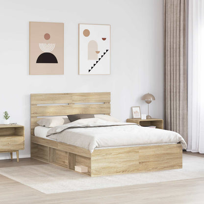 Bed Frame Sonoma Oak 150 x 200 cm Solid Pine Wood