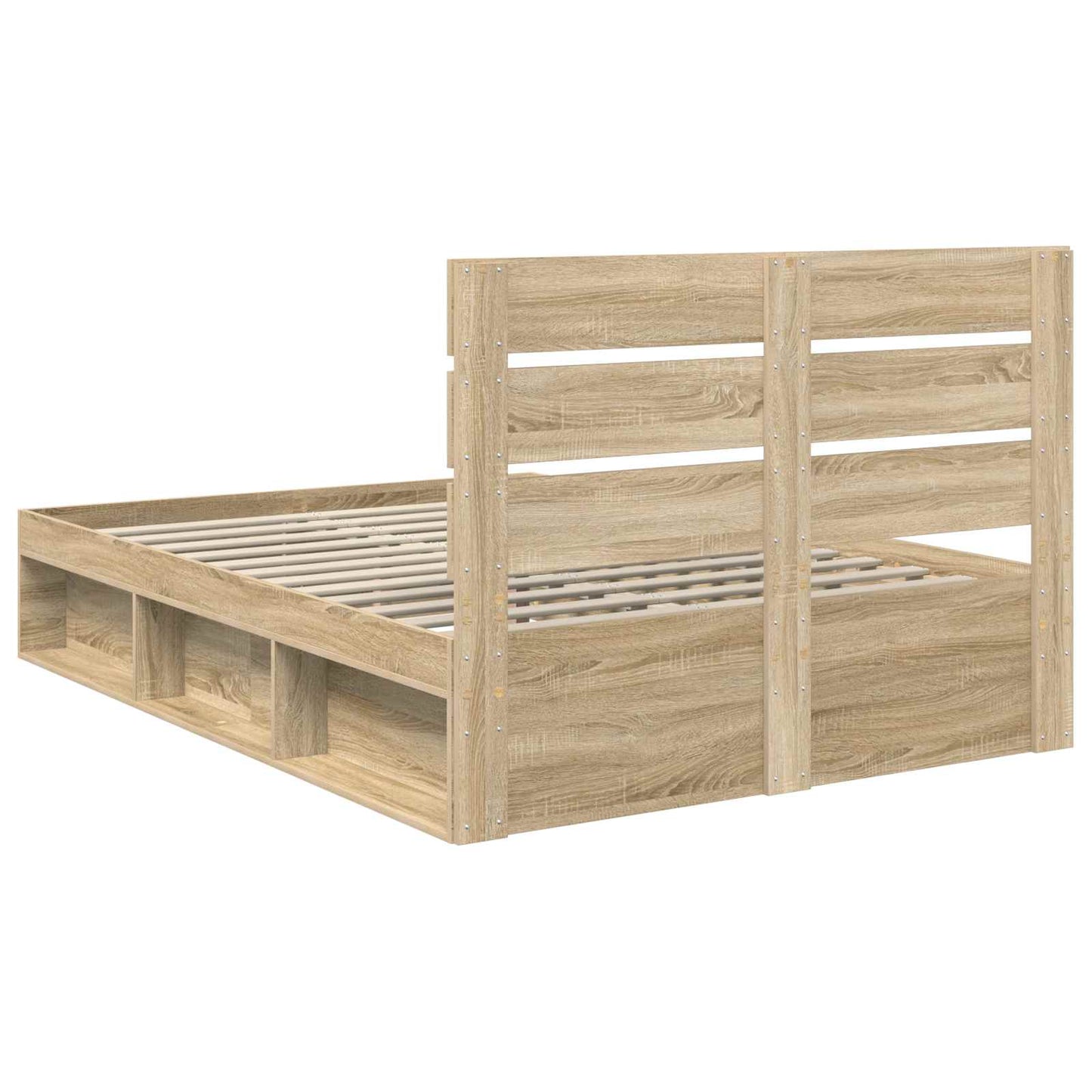 Bed Frame Sonoma Oak 150 x 200 cm Solid Pine Wood