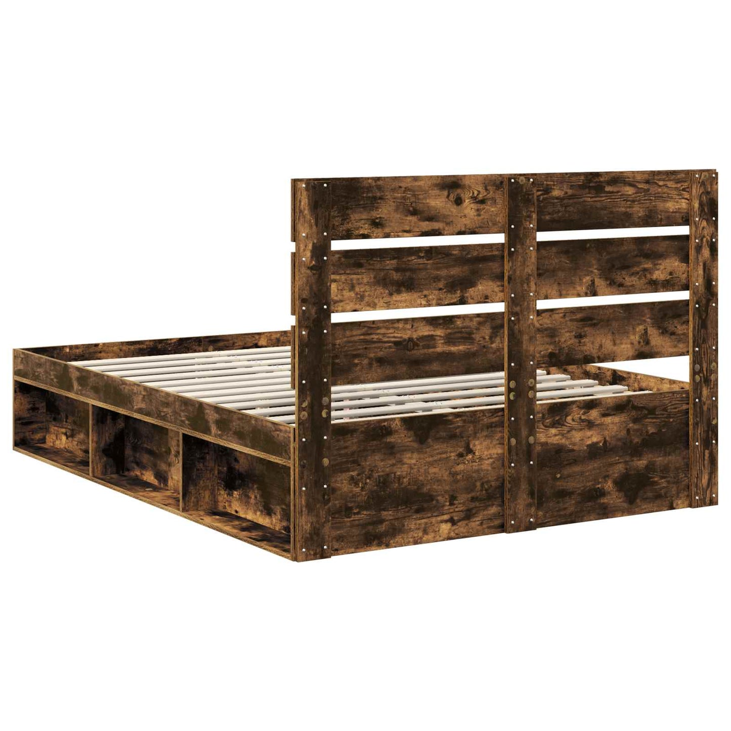 Bed Frame Smoked Oak 150 x 200 cm Solid Pine Wood