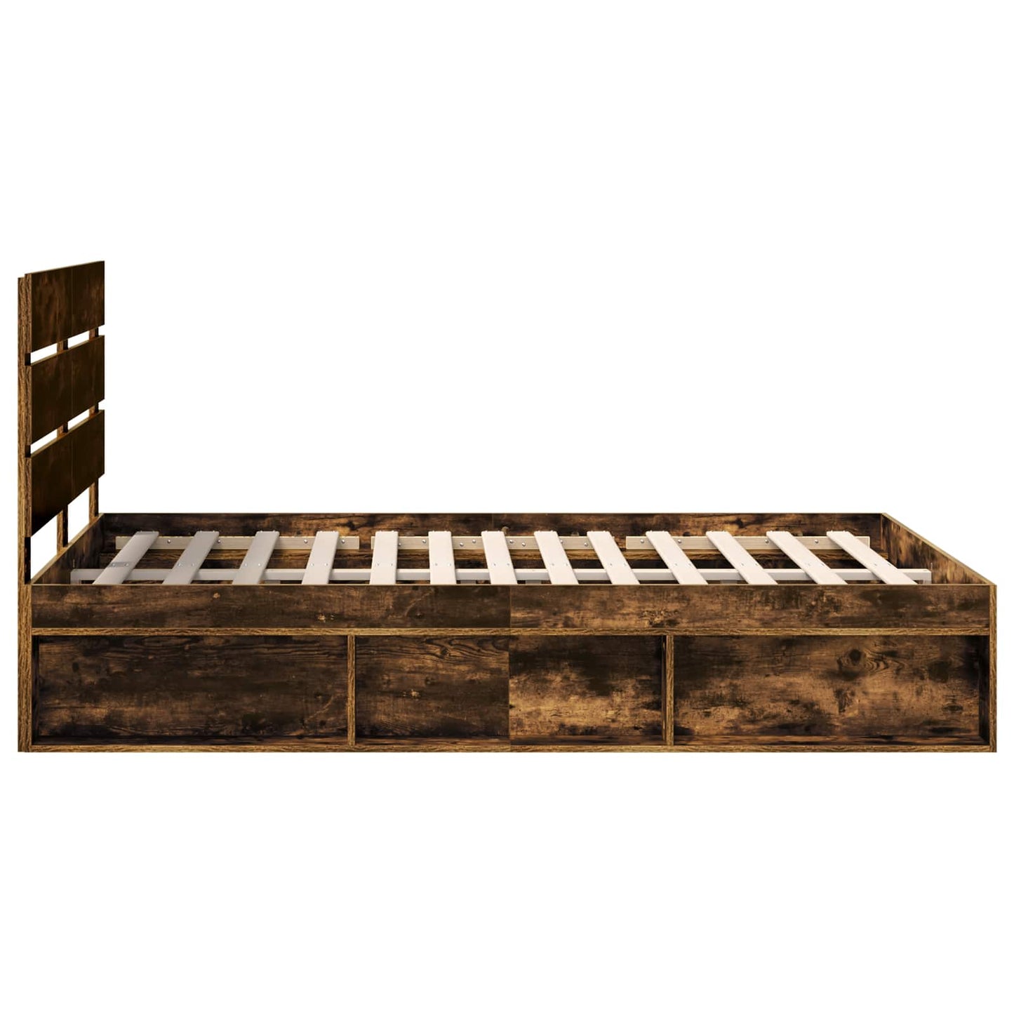 Bed Frame Smoked Oak 150 x 200 cm Solid Pine Wood