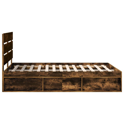 Bed Frame Smoked Oak 150 x 200 cm Solid Pine Wood