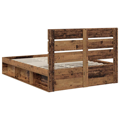 Bed Frame with Headboard Old Wood 150 x 200 cm Solid Pine Wood