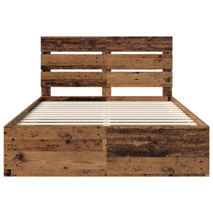 Bed Frame with Headboard Old Wood 150 x 200 cm Solid Pine Wood