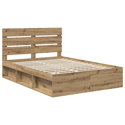 Bed Frame Artisian Oak 150 x 200 cm Solid Pine Wood